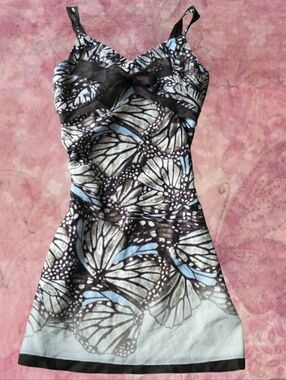 FAIRYCORE BUTTERFLY PRINT Silk Whimsigoth Dress
